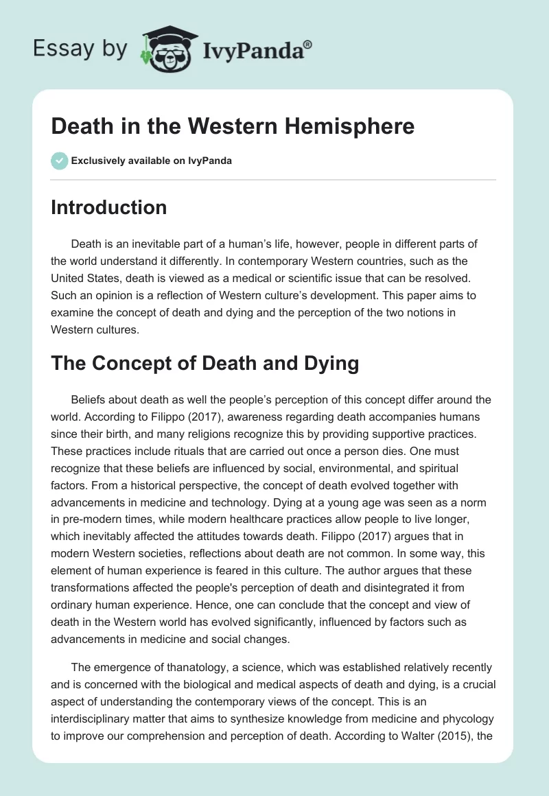 Death in the Western Hemisphere. Page 1