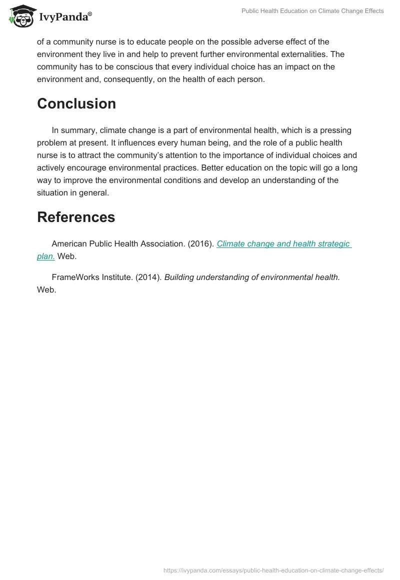Public Health Education on Climate Change Effects. Page 2