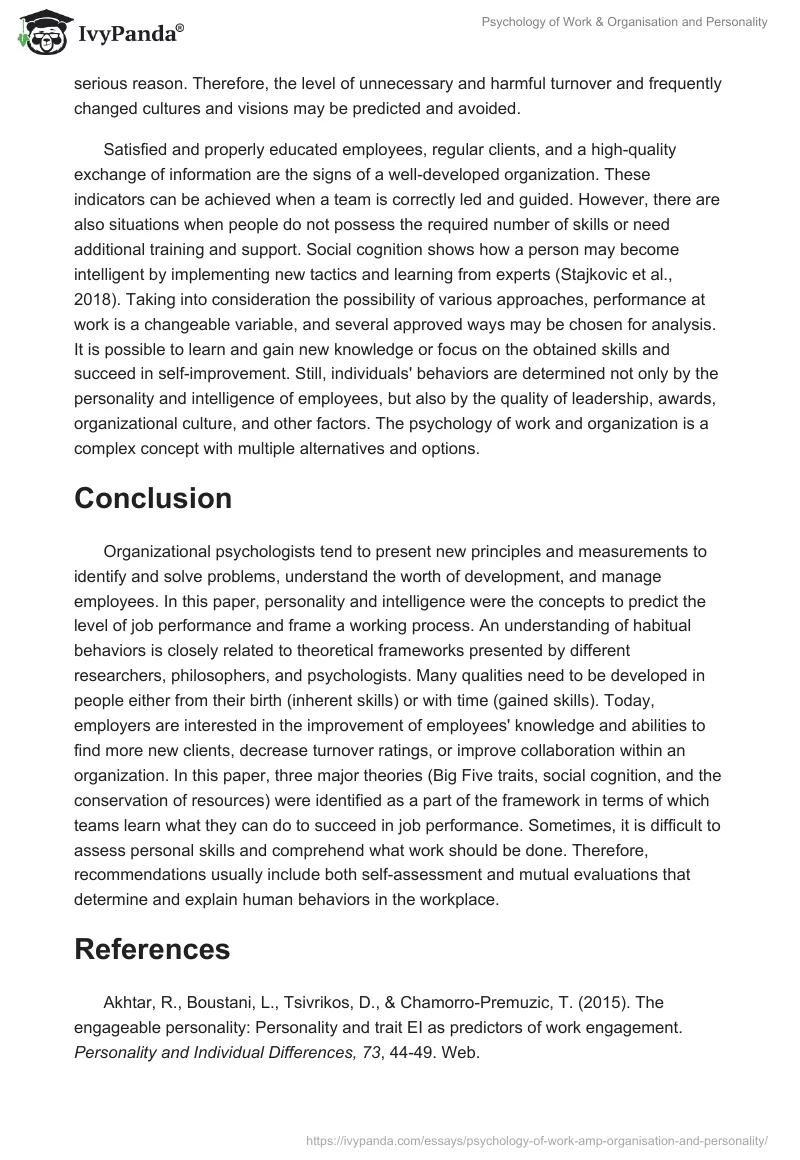 Psychology of Work & Organisation and Personality. Page 4