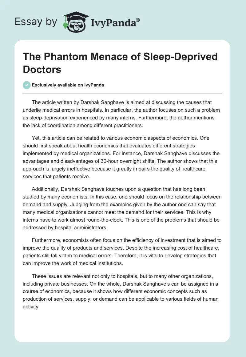 The Phantom Menace of Sleep-Deprived Doctors. Page 1