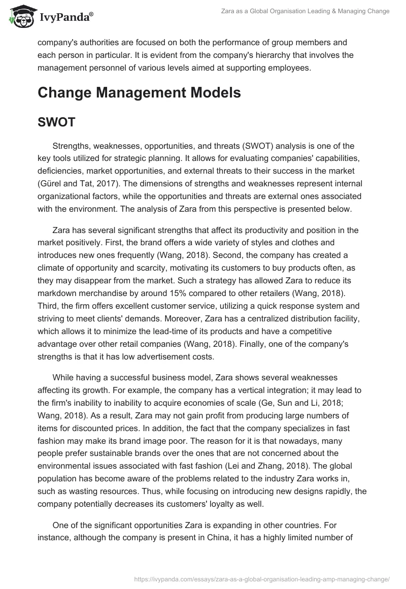 Zara as a Global Organisation Leading & Managing Change. Page 2