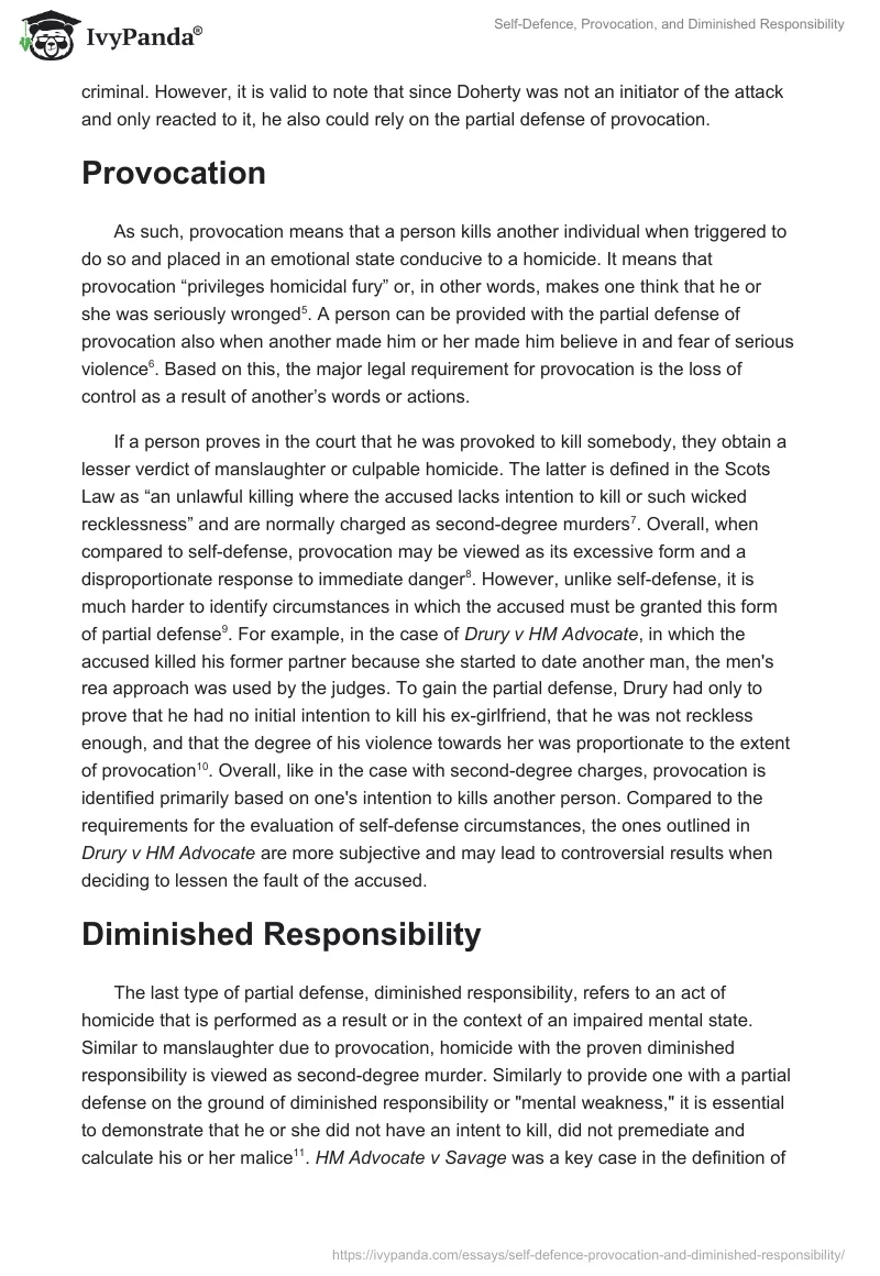 Self-Defence, Provocation, and Diminished Responsibility. Page 2
