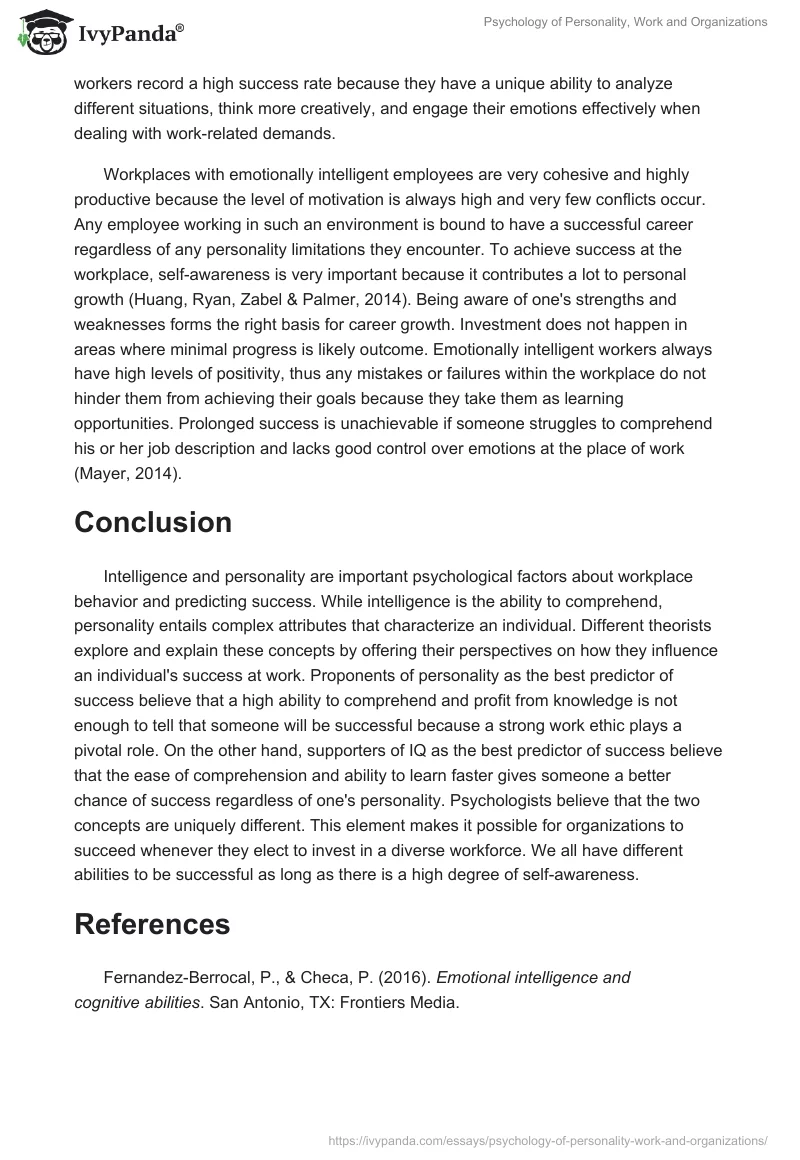 Psychology of Personality, Work and Organizations. Page 4