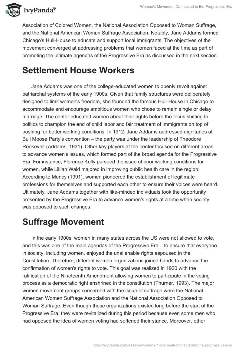 Women’s Movement Connected to the Progressive Era. Page 2