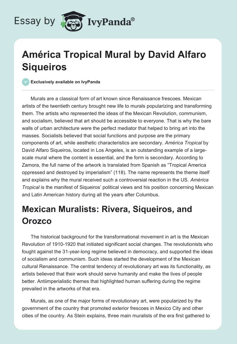 América Tropical Mural by David Alfaro Siqueiros. Page 1