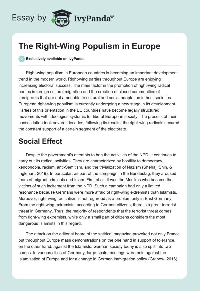 The Right-Wing Populism in Europe. Page 1