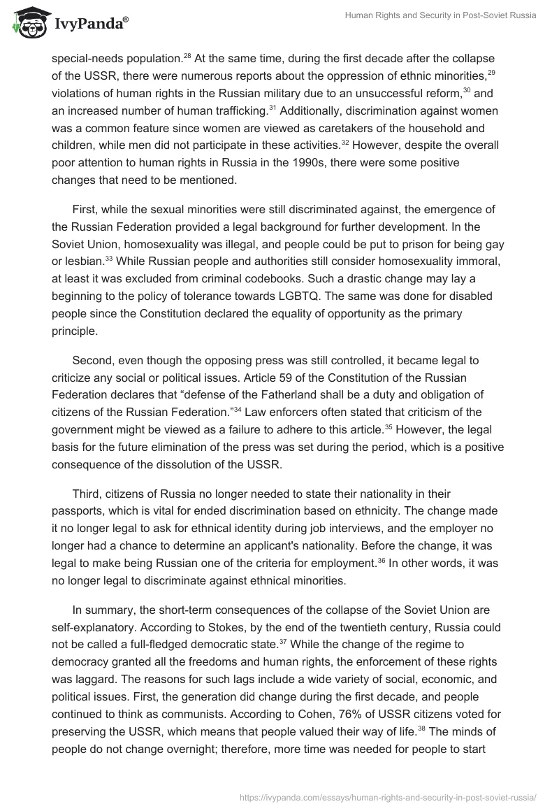 Human Rights and Security in Post-Soviet Russia. Page 4