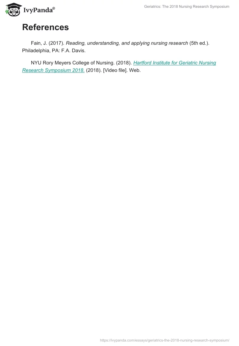 Geriatrics: The 2018 Nursing Research Symposium. Page 2