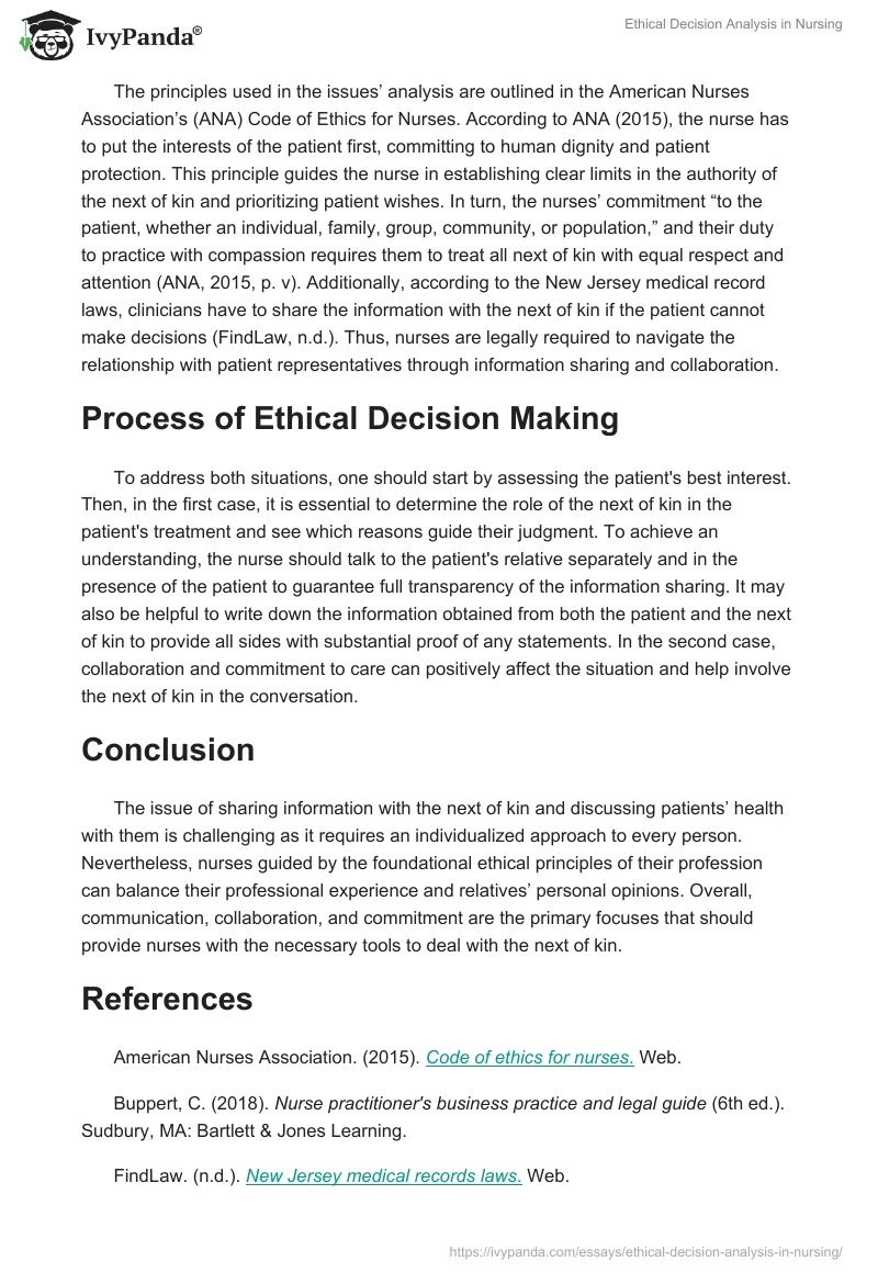 Ethical Decision Analysis in Nursing. Page 3