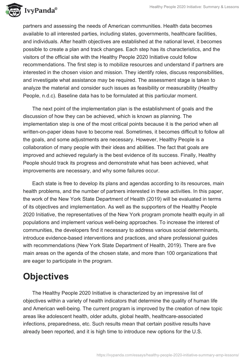 Healthy People 2020 Initiative: Summary & Lessons. Page 5