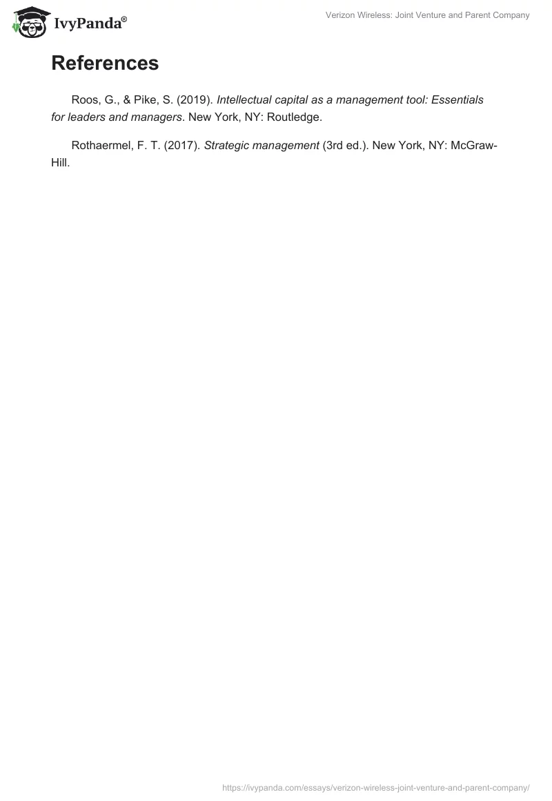 Verizon Wireless: Joint Venture and Parent Company. Page 3
