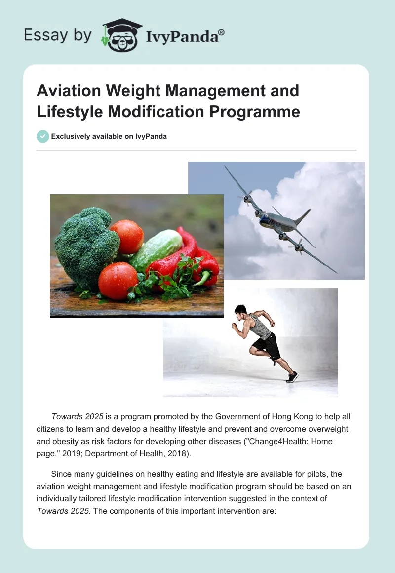 Aviation Weight Management and Lifestyle Modification Programme. Page 1