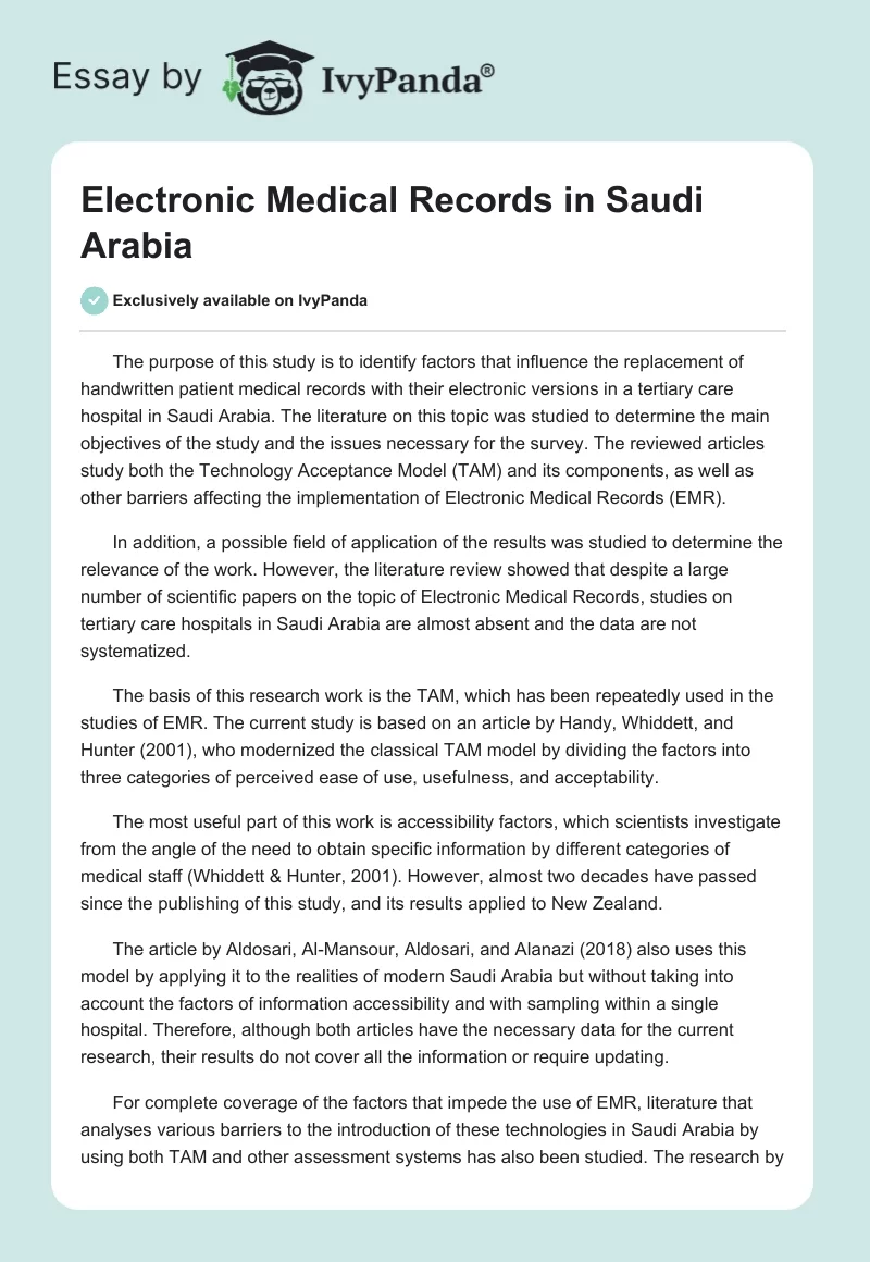 Electronic Medical Records in Saudi Arabia. Page 1