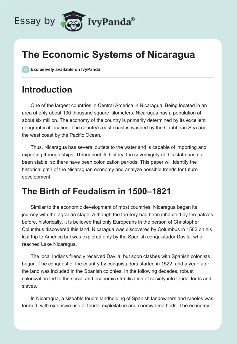 The Economic Systems of Nicaragua. Page 1