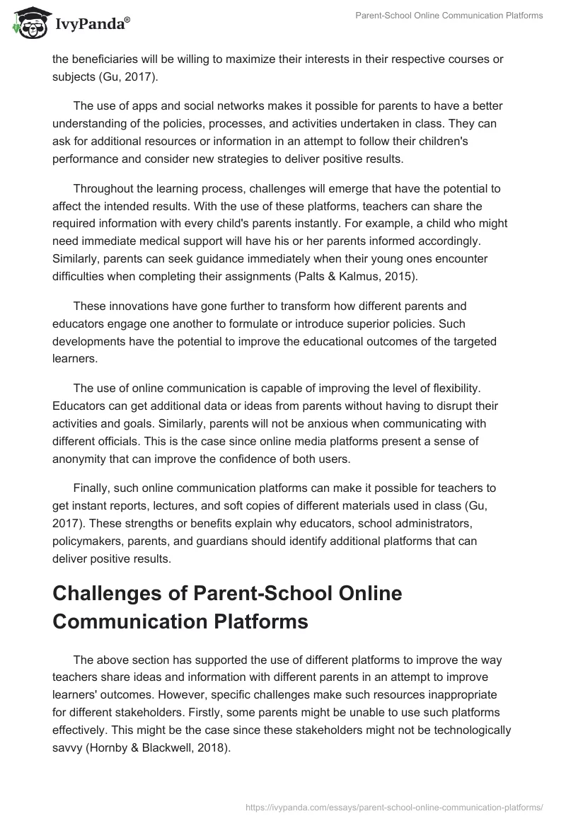 Parent-School Online Communication Platforms. Page 2