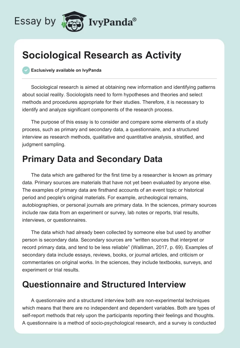 Sociological Research as Activity. Page 1