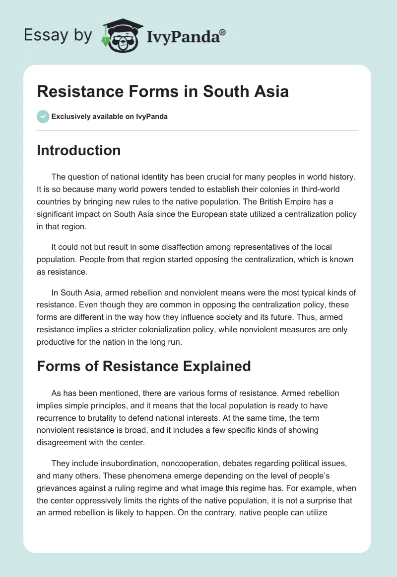 Resistance Forms in South Asia. Page 1