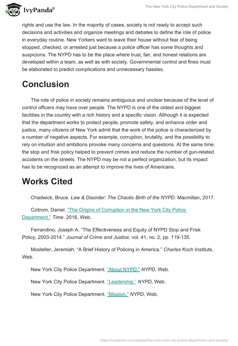 The New York City Police Department and Society. Page 4