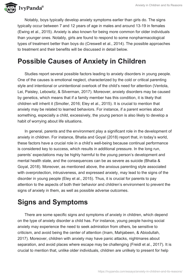 Anxiety in Children and Its Reasons. Page 2