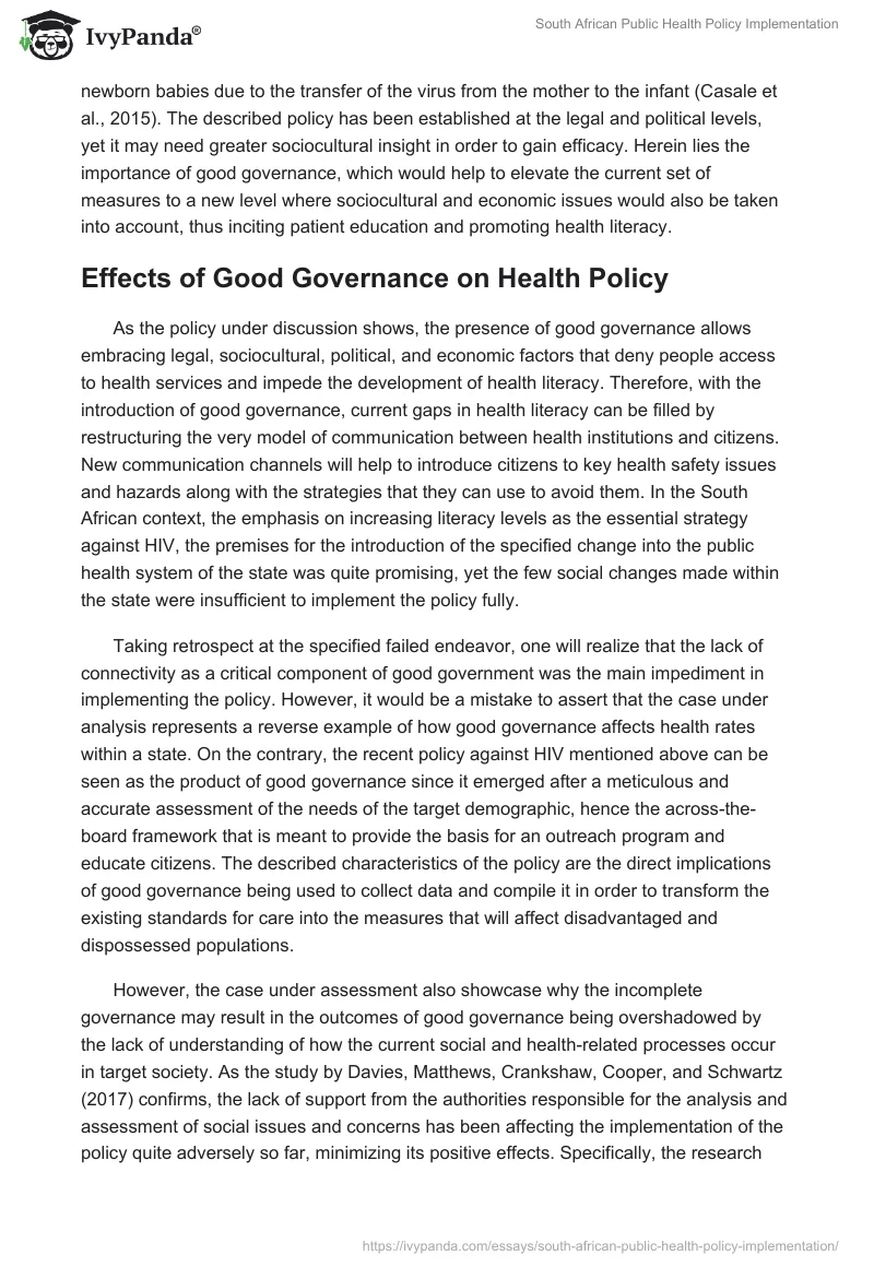 South African Public Health Policy Implementation. Page 3