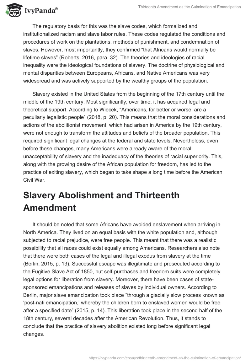 Thirteenth Amendment as the Culmination of Emancipation. Page 2