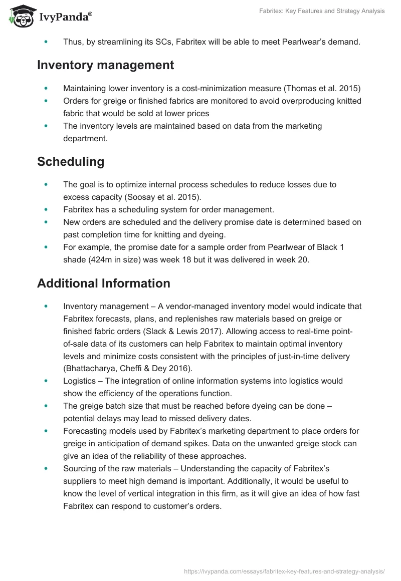 Fabritex: Key Features and Strategy Analysis. Page 5