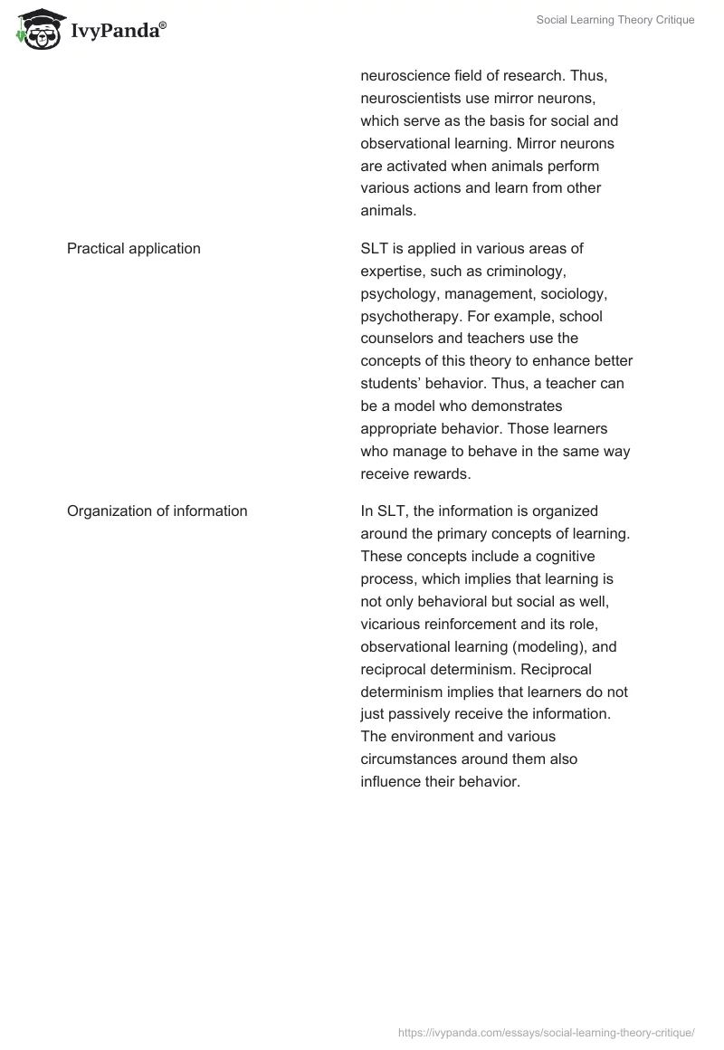 Social Learning Theory Critique. Page 2