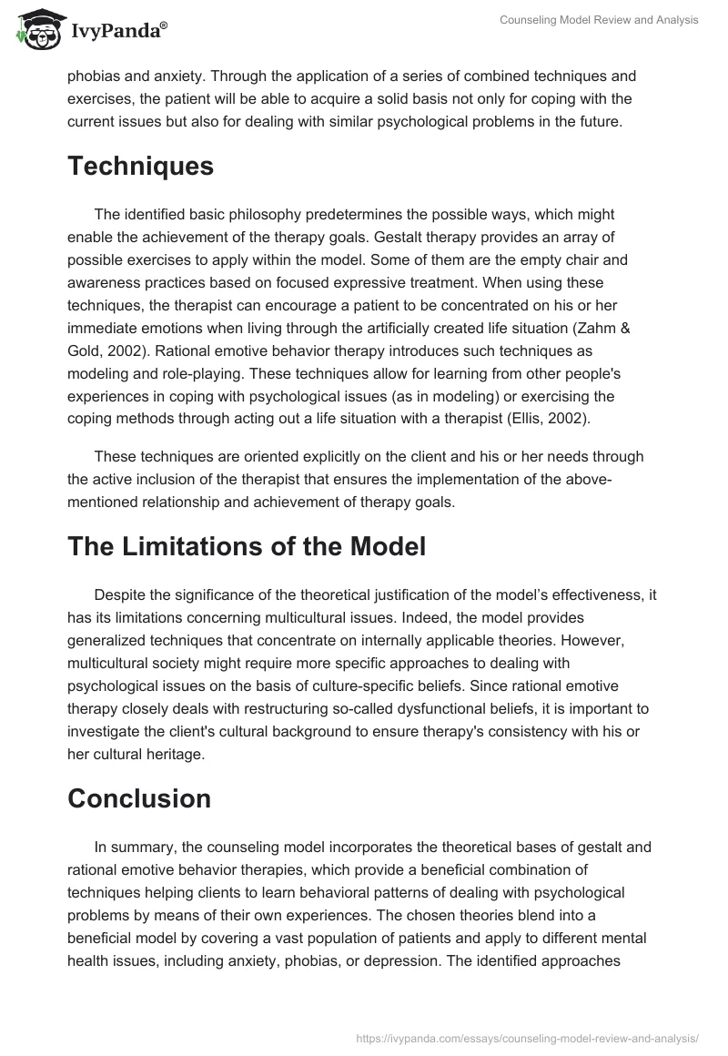 Counseling Model Review and Analysis. Page 3