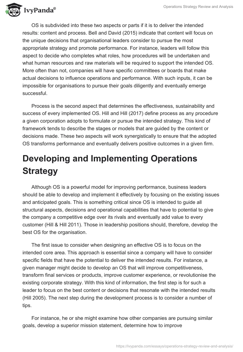 Operations Strategy Review and Analysis. Page 2