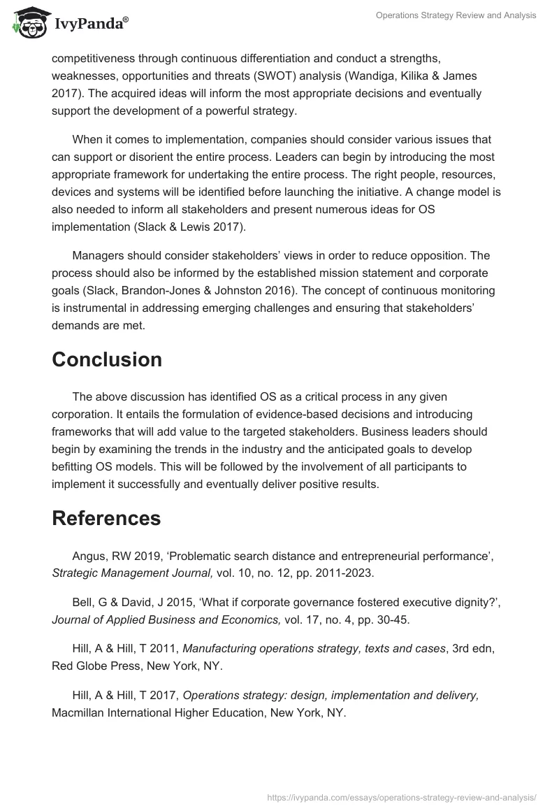 Operations Strategy Review and Analysis. Page 3