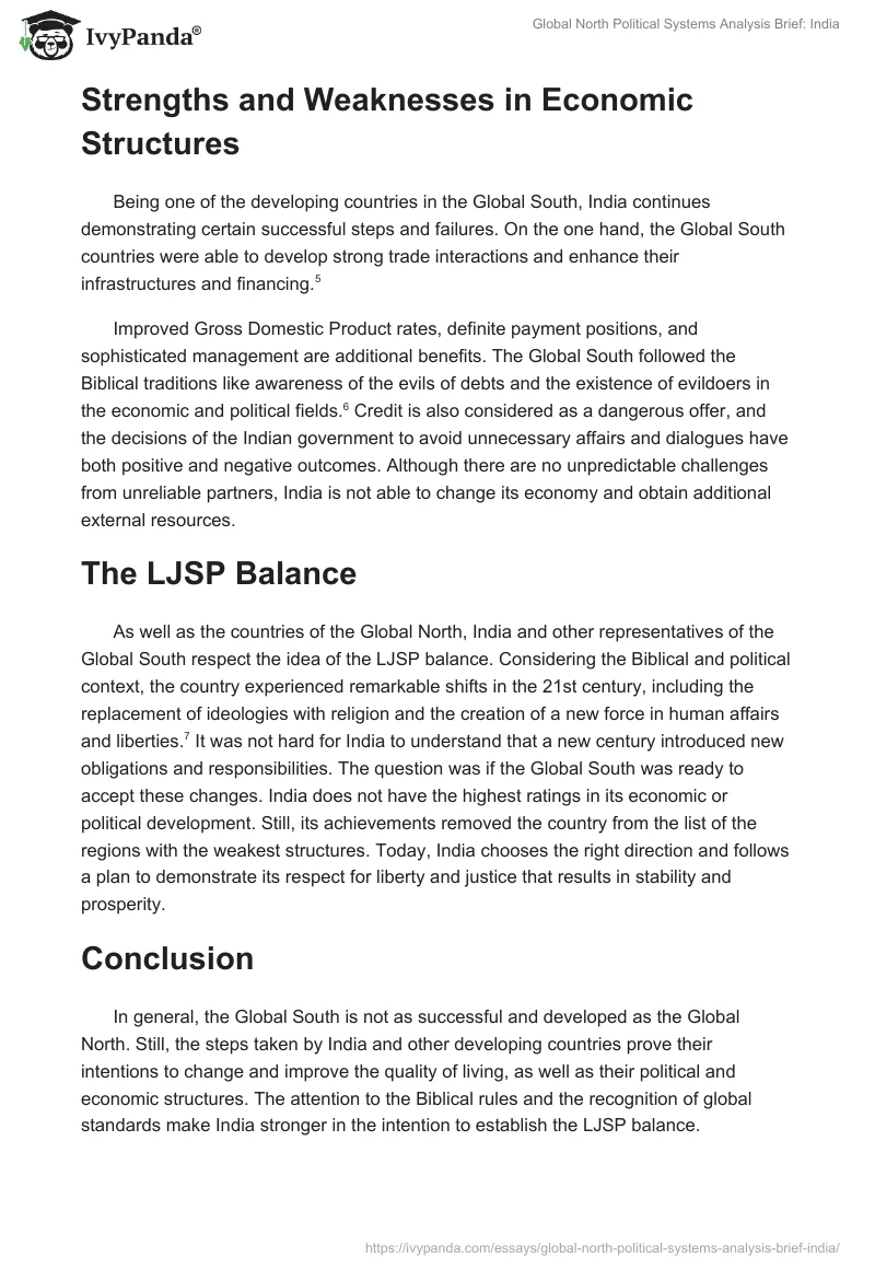 Global North Political Systems Analysis Brief: India. Page 2