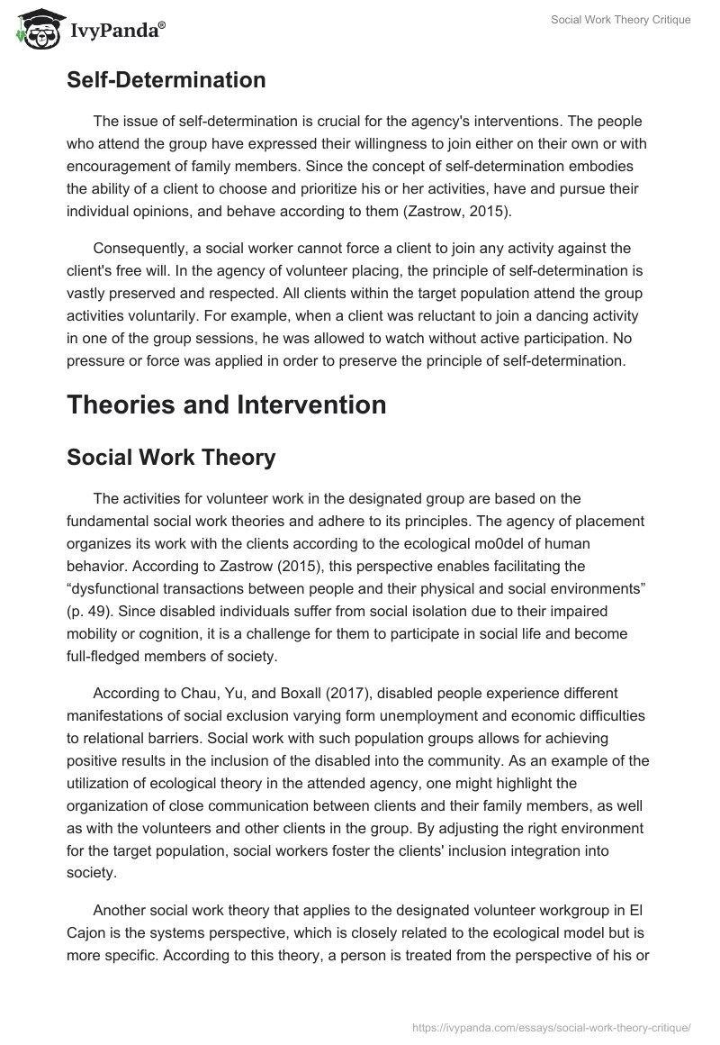 Social Work Theory Critique. Page 2