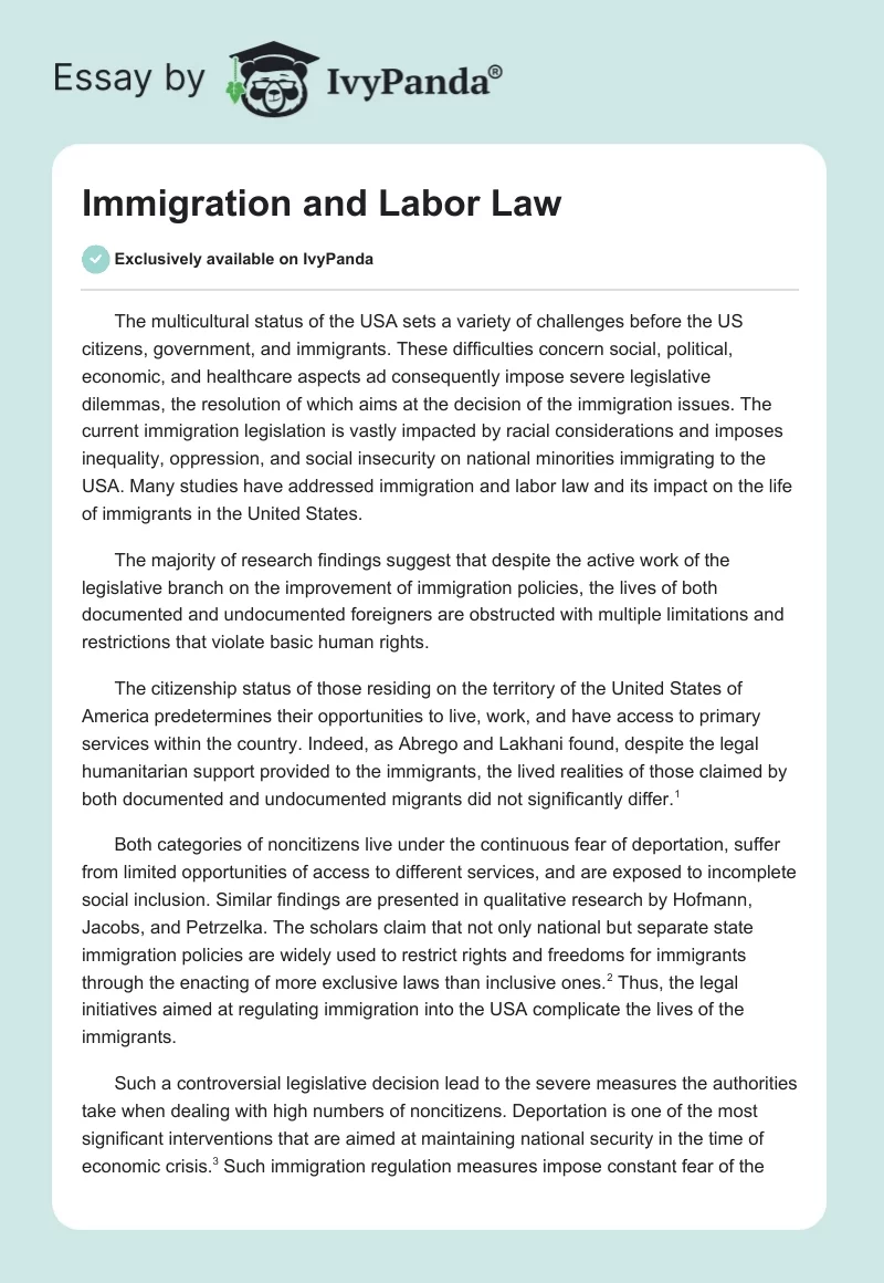Immigration and Labor Law. Page 1