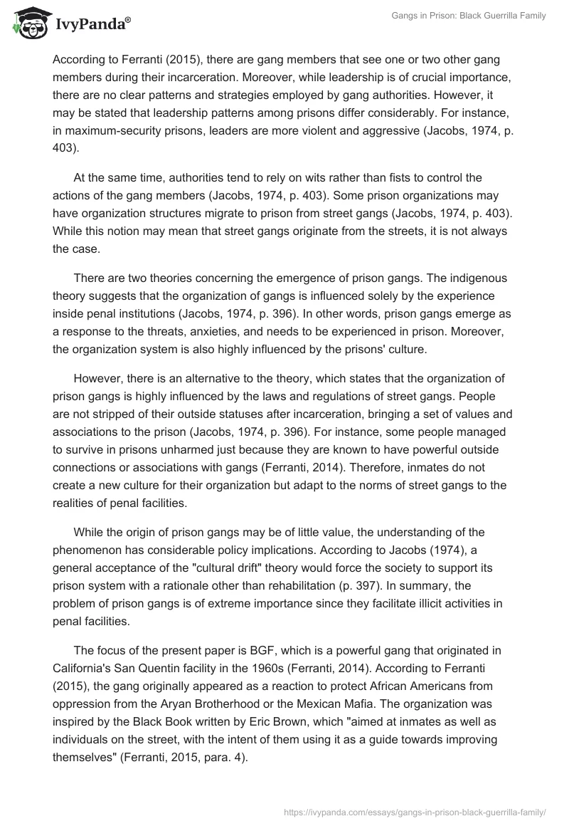Gangs in Prison: Black Guerrilla Family. Page 2