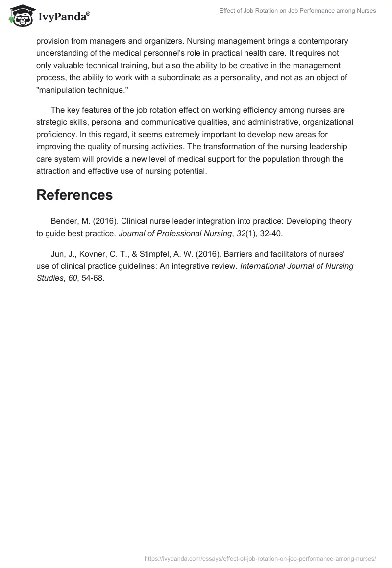 Effect of Job Rotation on Job Performance among Nurses. Page 3