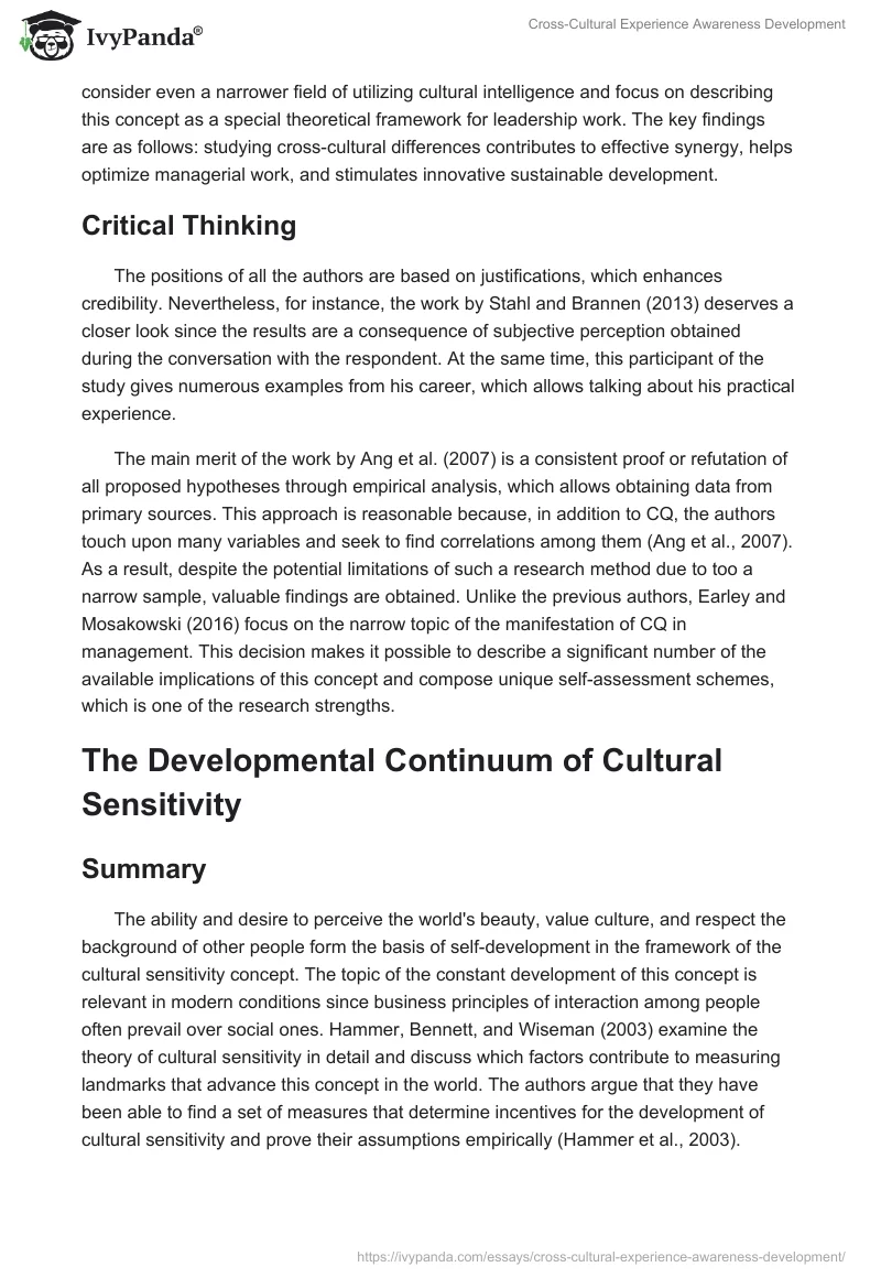 Cross-Cultural Experience Awareness Development. Page 2