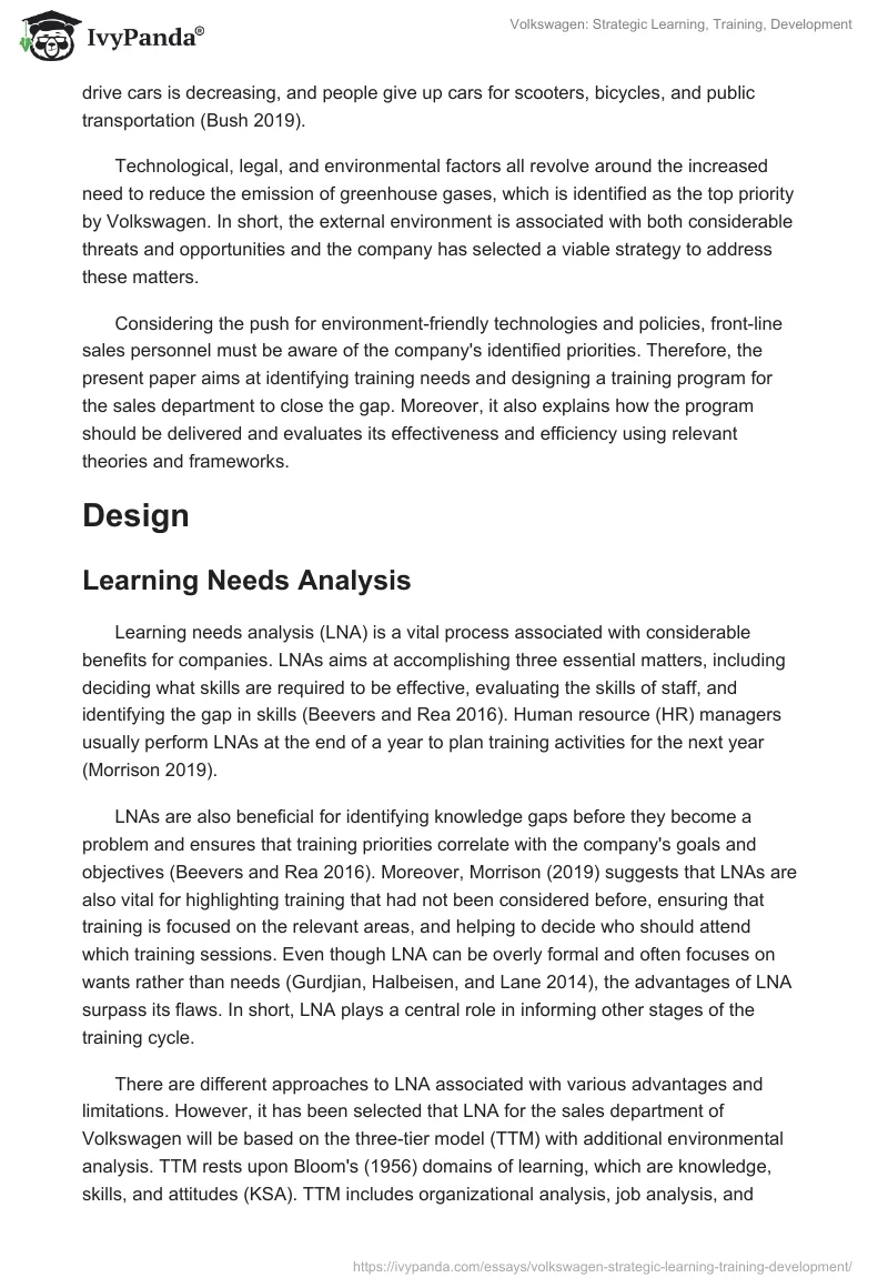 Volkswagen: Strategic Learning, Training, Development. Page 2
