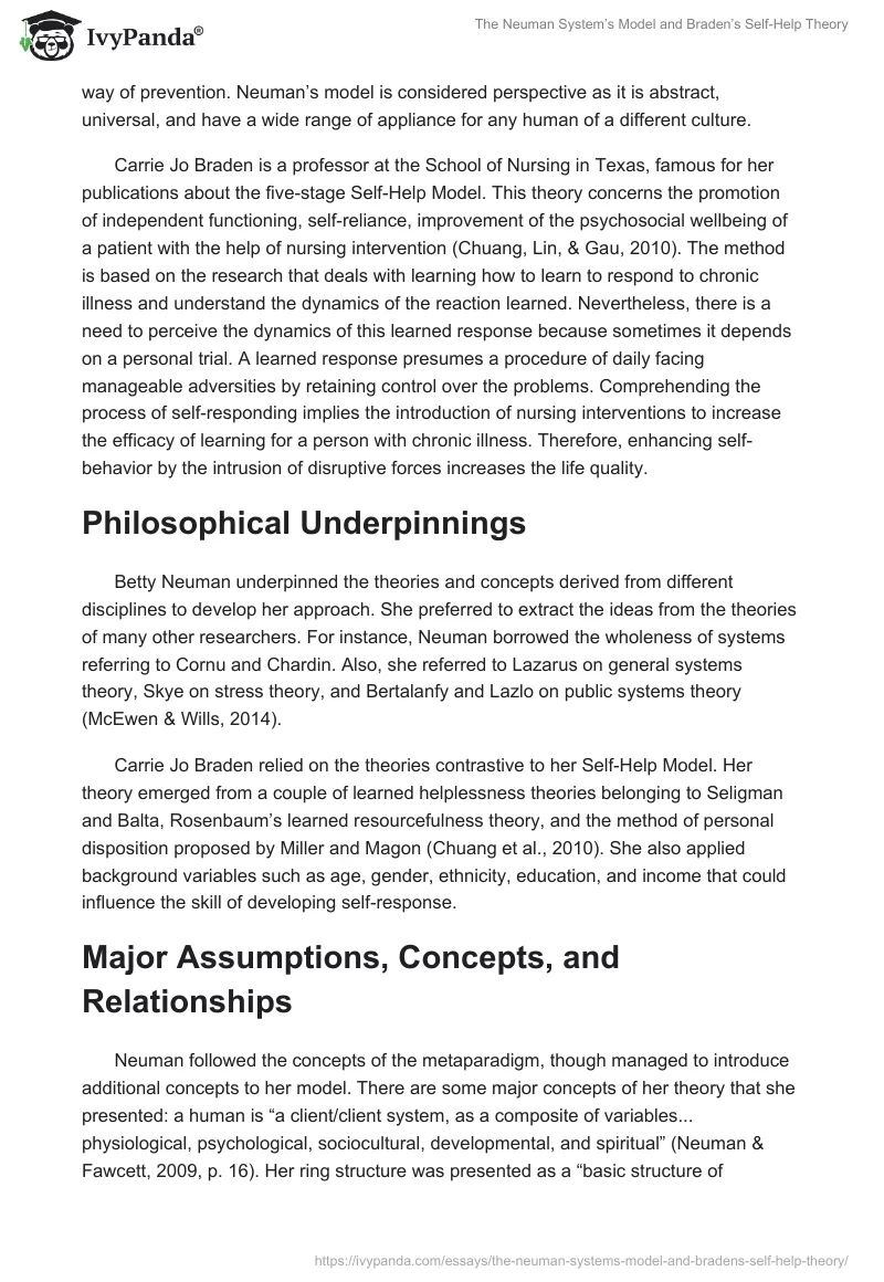 The Neuman System’s Model and Braden’s Self-Help Theory. Page 2