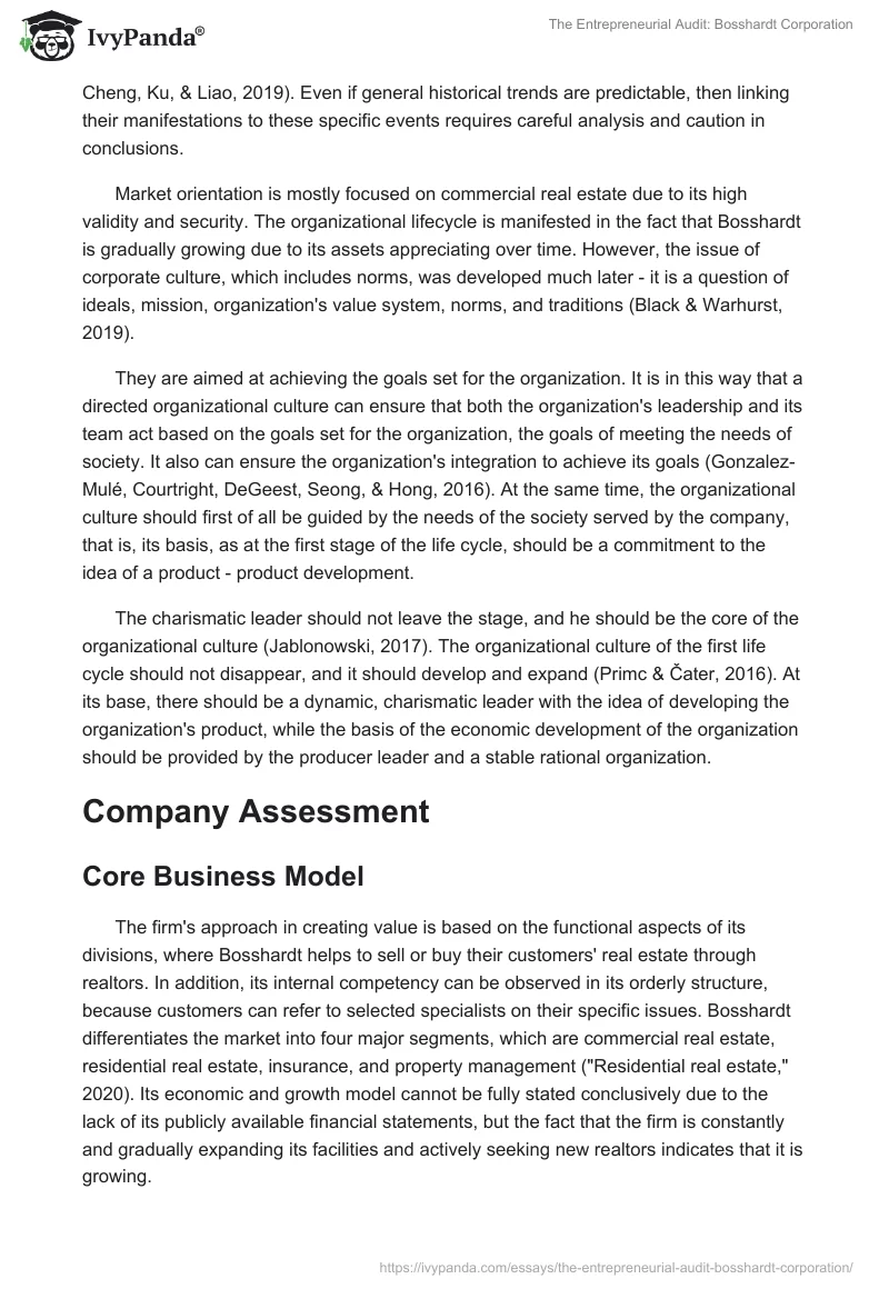 The Entrepreneurial Audit: Bosshardt Corporation. Page 2