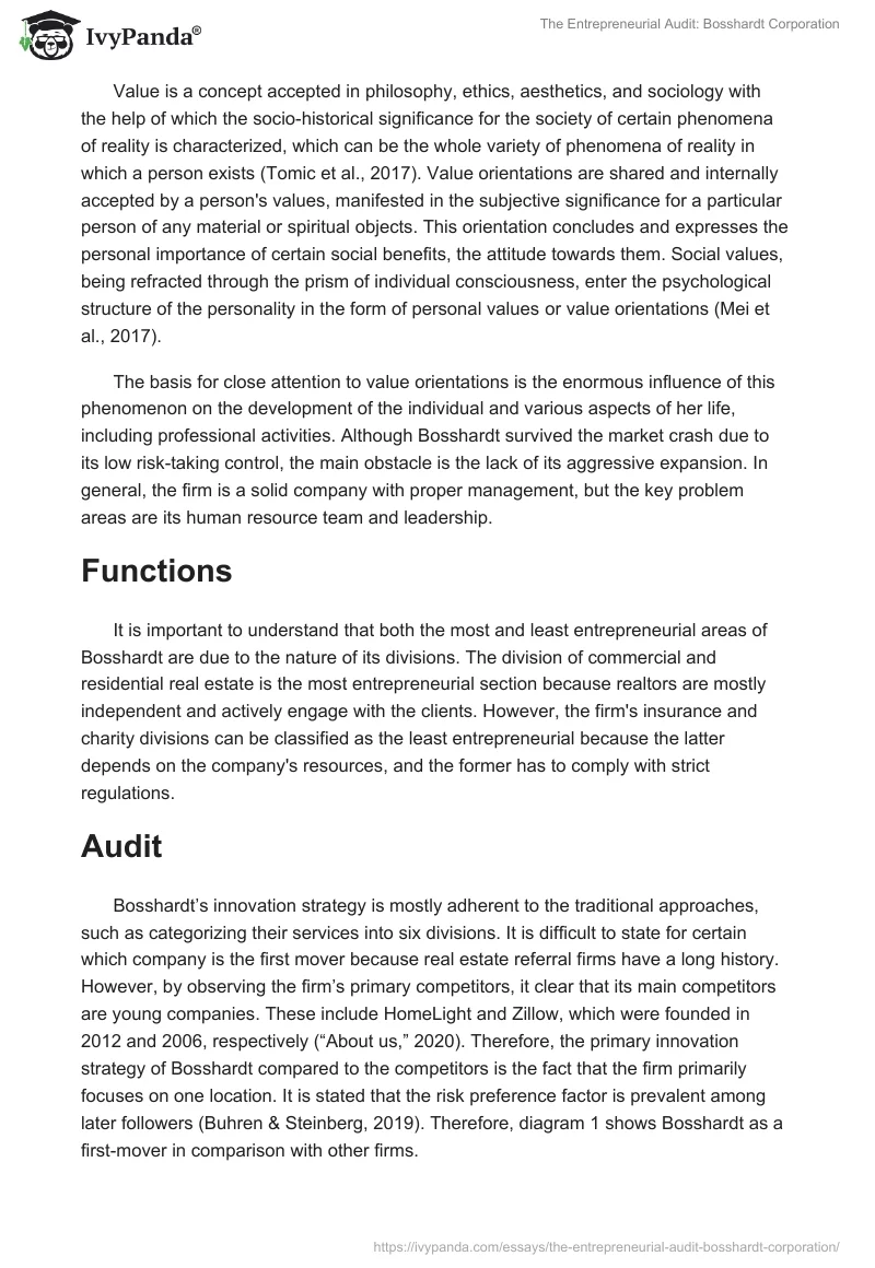 The Entrepreneurial Audit: Bosshardt Corporation. Page 4