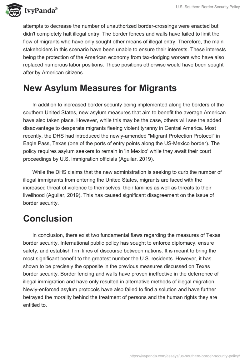 U.S. Southern Border Security Policy. Page 2