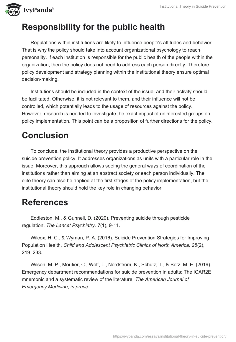 Institutional Theory in Suicide Prevention. Page 3