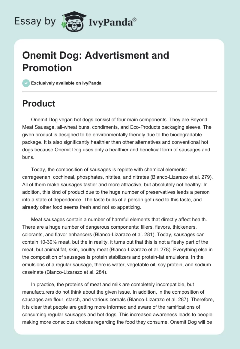 Onemit Dog: Advertisment and Promotion. Page 1
