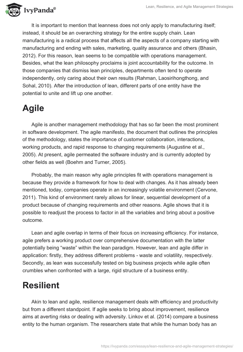 Lean, Resilience, and Agile Management Strategies. Page 2