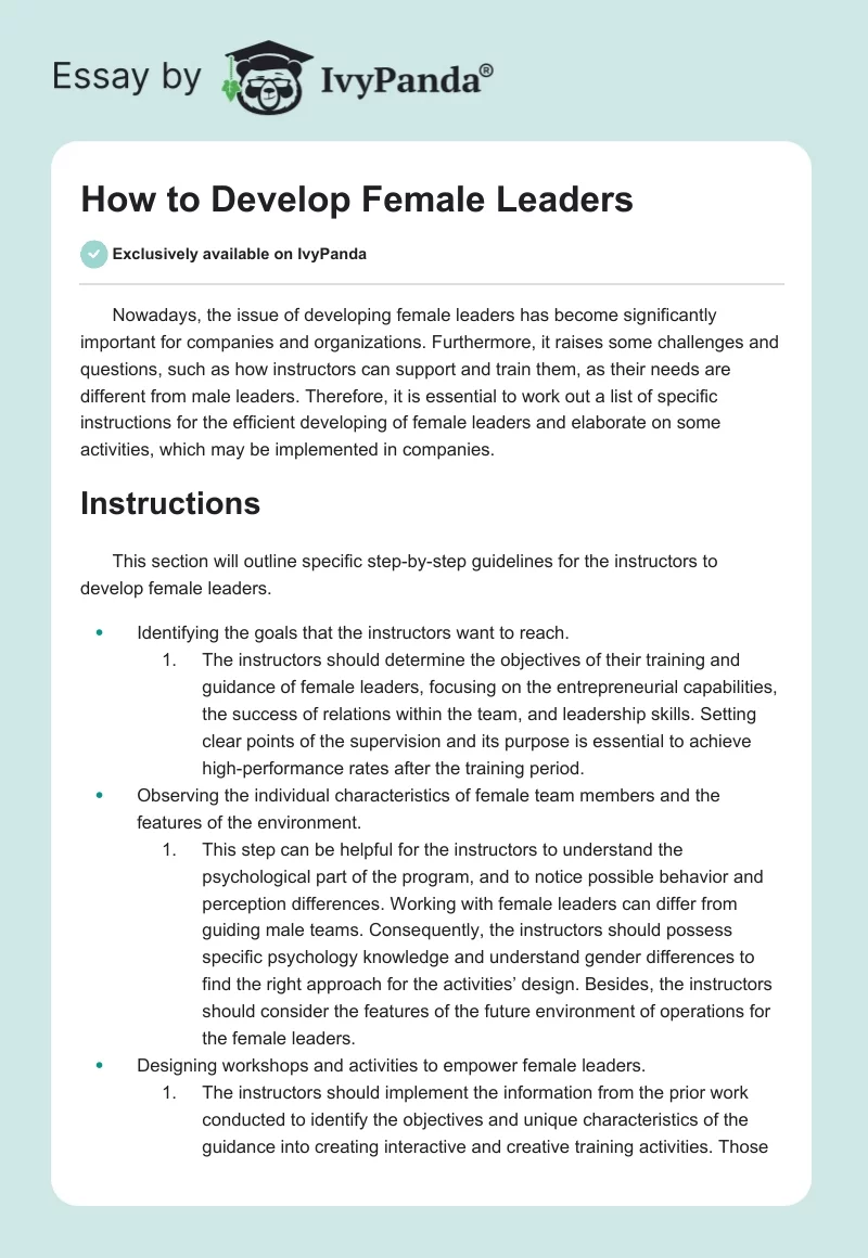 How to Develop Female Leaders. Page 1