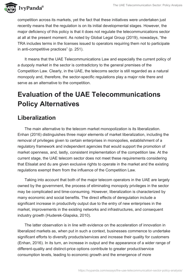The UAE Telecommunication Sector: Policy Analysis. Page 5
