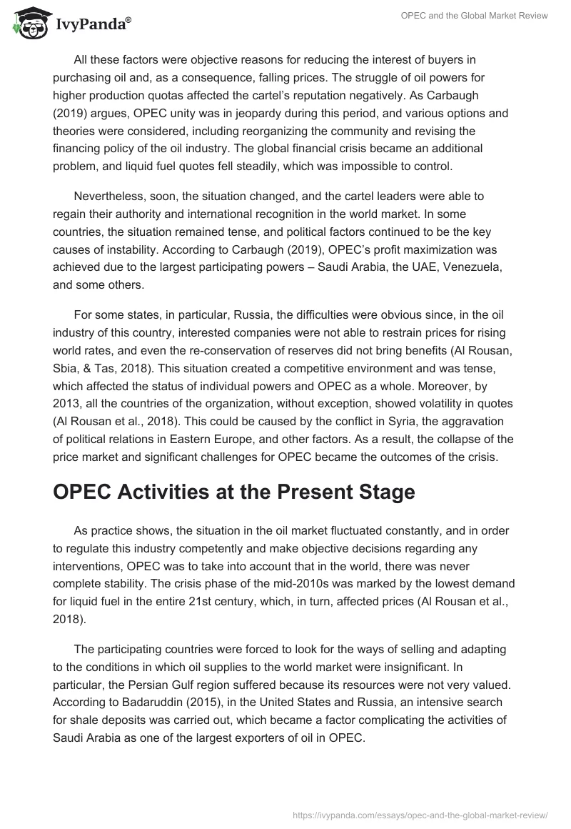 OPEC and the Global Market Review. Page 2