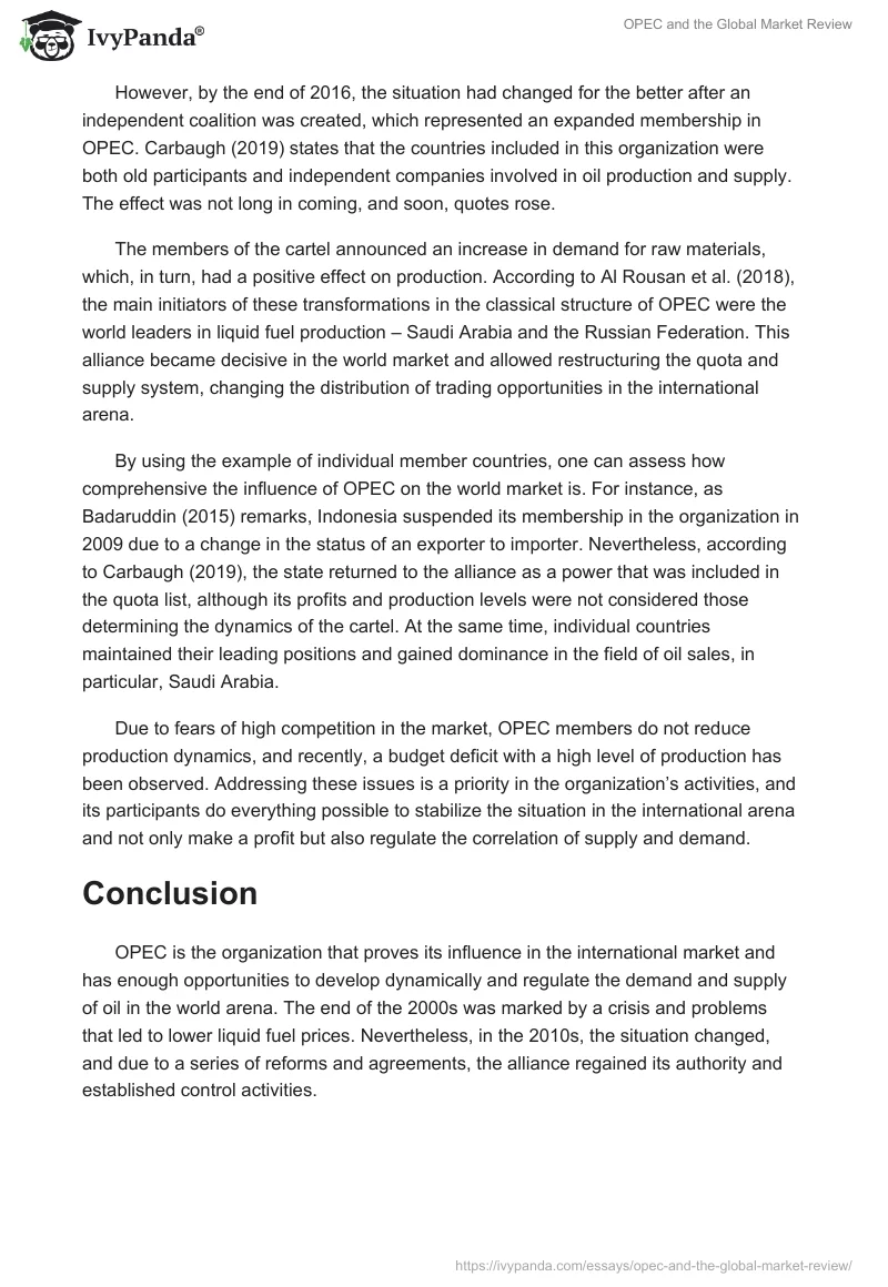 OPEC and the Global Market Review. Page 3
