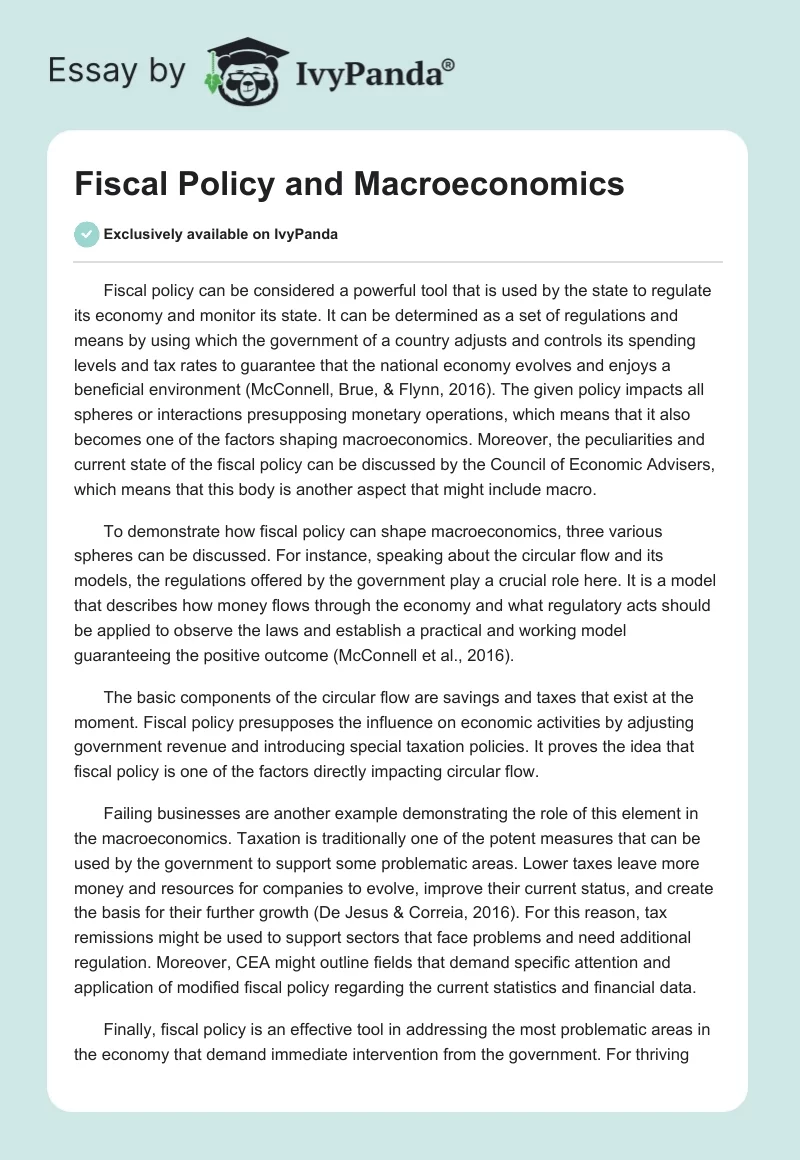 Fiscal Policy and Macroeconomics. Page 1
