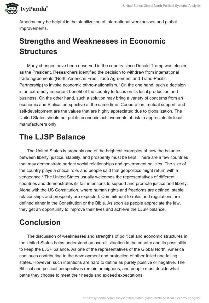 United States Global North Political Systems Analysis. Page 2